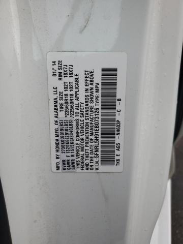 5FNRL5H91EB073126 - 2014 HONDA ODYSSEY TOURING WHITE photo 13