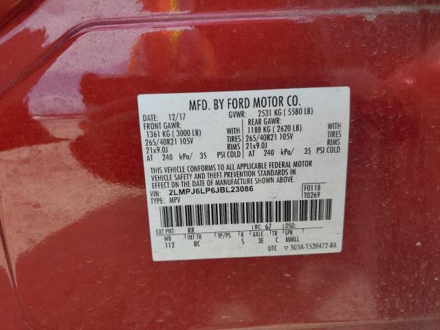 2LMPJ6LP6JBL23086 - 2018 LINCOLN MKX RESERVE 红色 照片 12