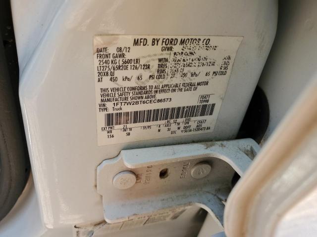 1FT7W2BT6CEC86573 - 2012 FORD F250 SUPER DUTY WHITE photo 10