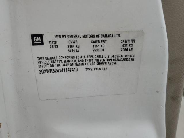 2G2WR524141147410 - 2004 PONTIAC GRAND PRIX GTP WHITE photo 12