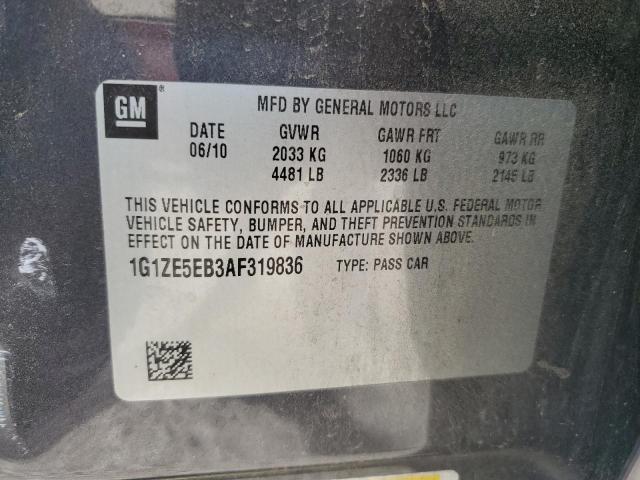 1G1ZE5EB3AF319836 - 2010 CHEVROLET MALIBU LTZ ნაცრისფერი ფოტო 12