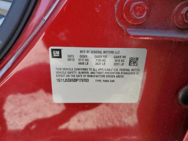 1G11J5SX6DF179763 - 2013 CHEVROLET MALIBU LTZ წითელი ფოტო 12