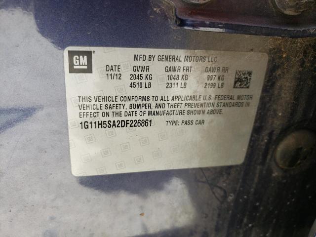 1G11H5SA2DF226861 - 2013 CHEVROLET MALIBU LTZ ლურჯი ფოტო 12