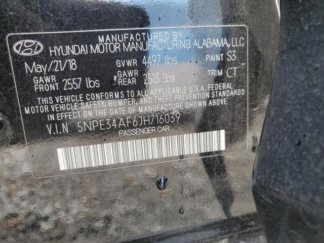 5NPE34AF6JH716039 - 2018 HYUNDAI SONATA SPORT Noir photo 13