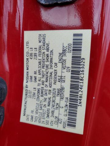 1N4BL24E18C163029 - 2008 NISSAN ALTIMA 3.5SE RED photo 12