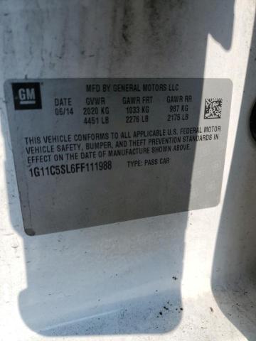1G11C5SL6FF111988 - 2015 CHEVROLET MALIBU 1LT WHITE photo 12