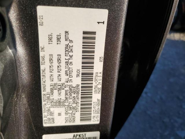5TFUY5F16MX002890 - 2021 TOYOTA TUNDRA DOUBLE CAB SR/SR5 GRAY photo 12