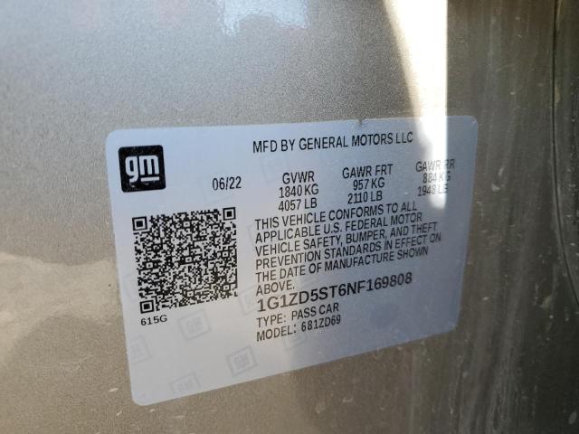 1G1ZD5ST6NF169808 - 2022 CHEVROLET MALIBU LT TAN photo 12