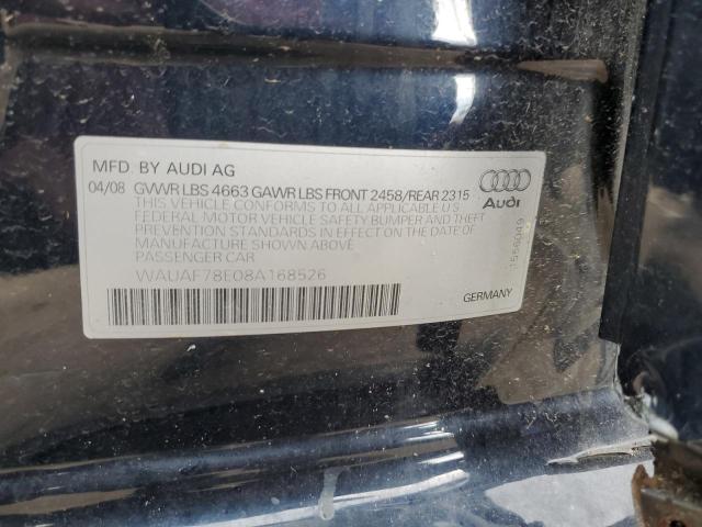 WAUAF78E08A168526 - 2008 AUDI A4 2.0T BLUE photo 12