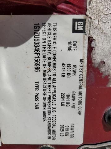 1G1ZU53846F156986 - 2006 CHEVROLET MALIBU LTZ Marron photo 12