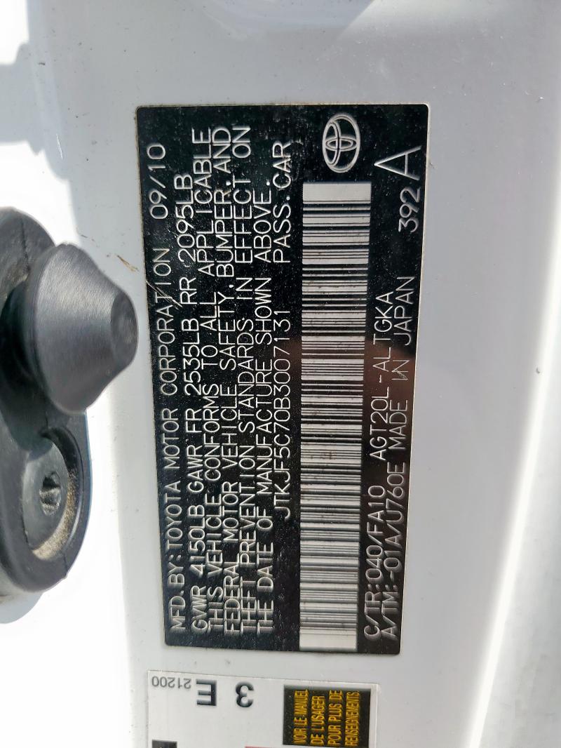 JTKJF5C70B3007131 - 2011 TOYOTA SCION TC Blanc photo 13