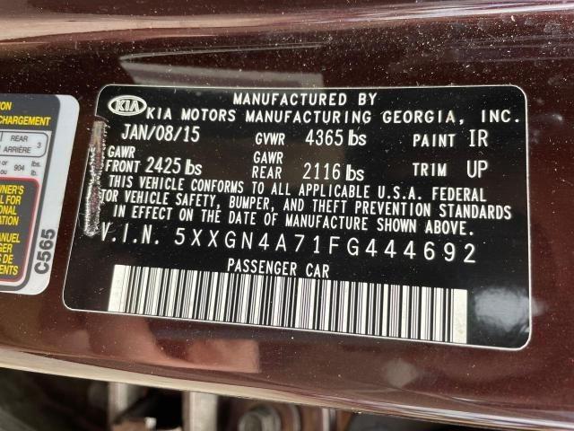 5XXGN4A71FG444692 - 2015 KIA OPTIMA EX BURGUNDY photo 10