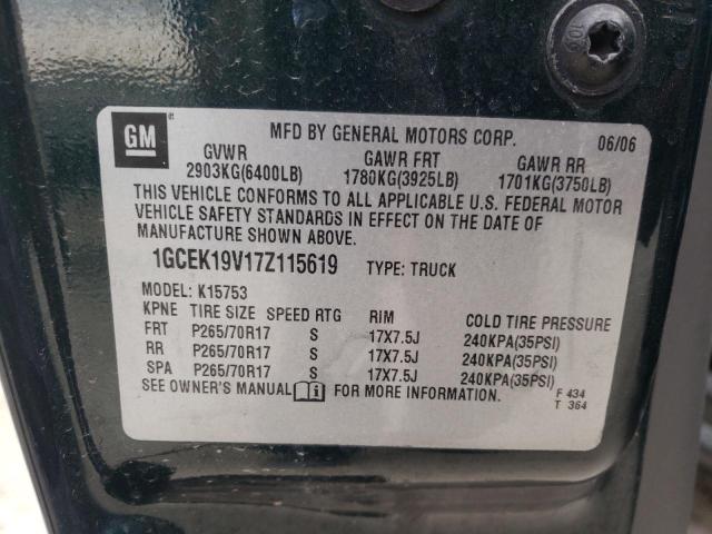 1GCEK19V17Z115619 - 2007 CHEVROLET SILVERADO K1500 CLASSIC GREEN photo 12