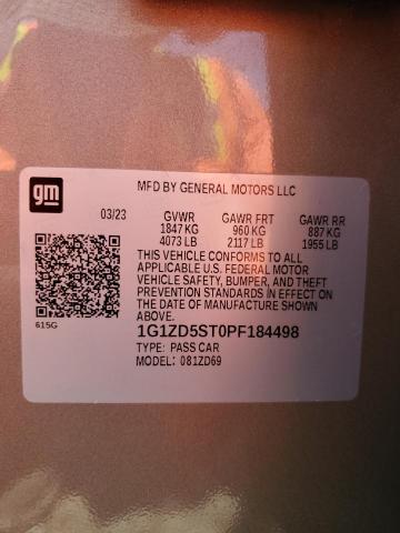 1G1ZD5ST0PF184498 - 2023 CHEVROLET MALIBU LT Kahverengi fotoğraf 12