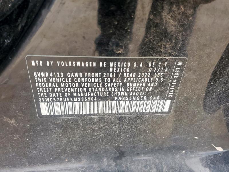 3VWC57BU5KM235904 - 2019 VOLKSWAGEN JETTA S Czarny zdjęcie 12