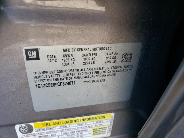 1G1ZC5E09CF324871 - 2012 CHEVROLET MALIBU 1LT 白色 照片 12