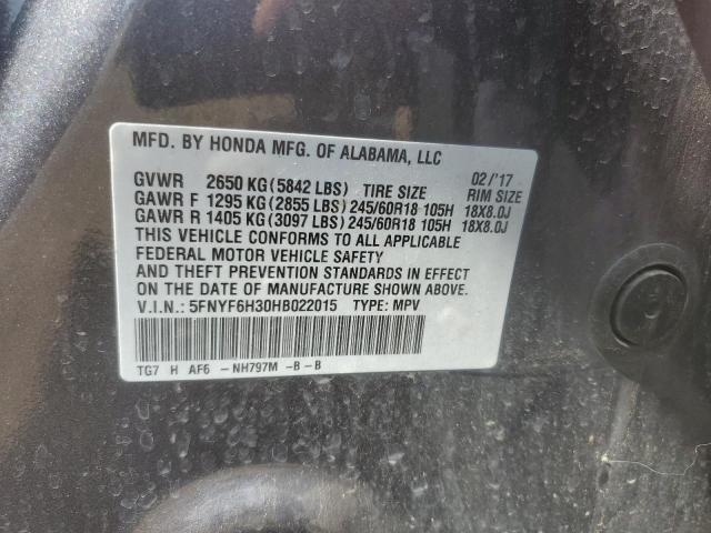 5FNYF6H30HB022015 - 2017 HONDA PILOT EX GRAY photo 13