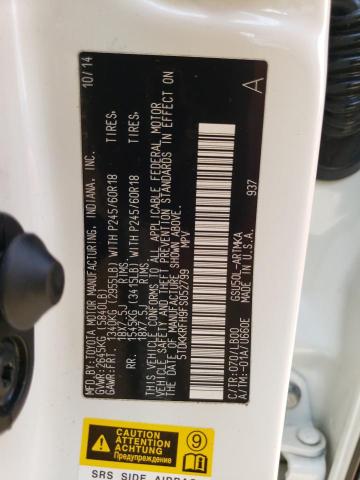 5TDKKRFH9FS052799 - 2015 TOYOTA HIGHLANDER XLE Weiß Foto 13