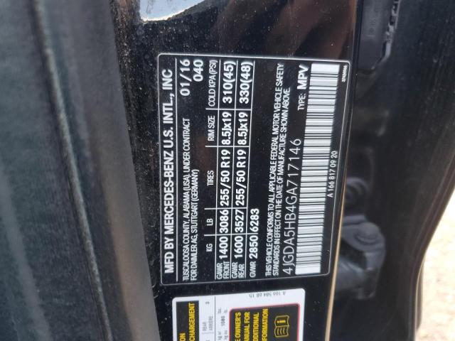 4JGDA5HB4GA717146 - 2016 MERCEDES-BENZ GLE 350 4MATIC BLACK photo 12