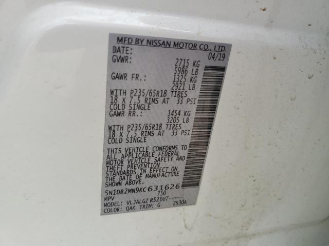 5N1DR2MN9KC631626 - 2019 NISSAN PATHFINDER S WHITE photo 13