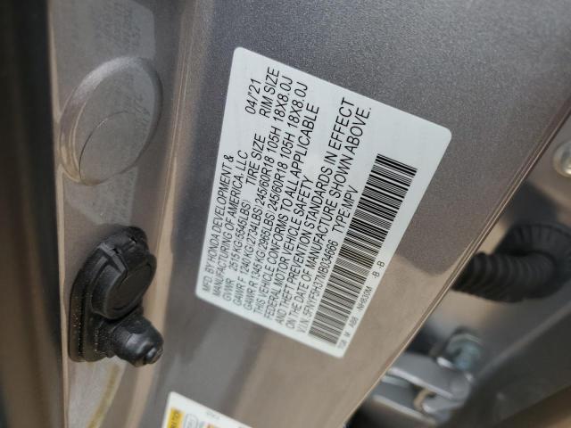 5FNYF5H37MB034666 - 2021 HONDA PILOT EX SILVER photo 13