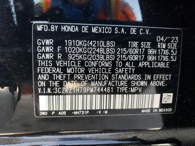 3CZRZ1H79PM744461 - 2023 HONDA HR-V EXL BLACK photo 14