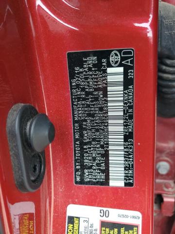 2T1BURHE4GC618973 - 2016 TOYOTA COROLLA L RED photo 12