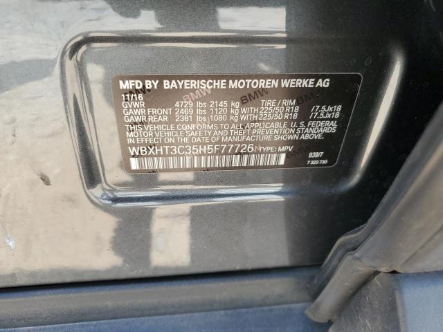 WBXHT3C35H5F77726 - 2017 BMW X1 XDRIVE28I GRAY photo 13