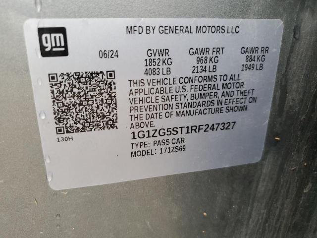 1G1ZG5ST1RF247327 - 2024 CHEVROLET MALIBU RS GRAY photo 12