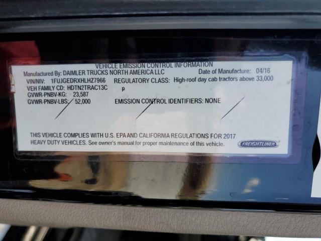 1FUJGEDRXHLHZ7966 - 2017 FREIGHTLINER CASCADIA 1 أسود صورة 10