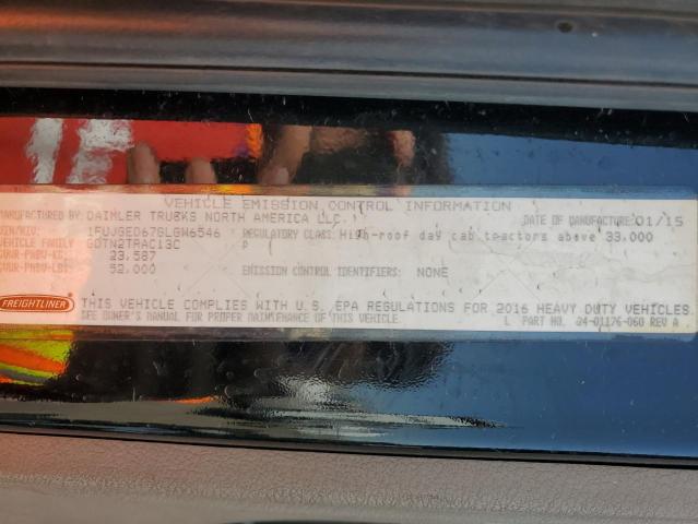1FUJGED67GLGW6546 - 2016 FREIGHTLINER CASCADIA 1 BLACK photo 10