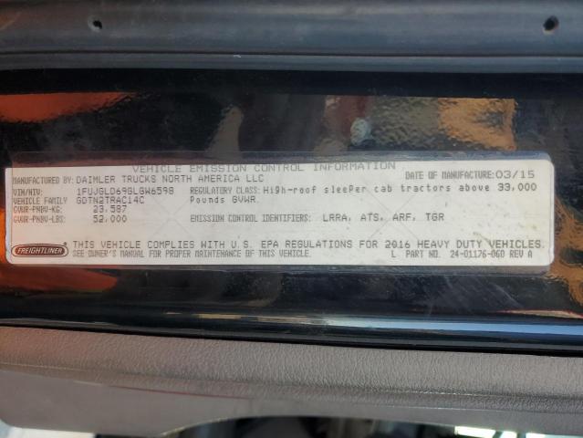 1FUJGLD69GLGW6598 - 2016 FREIGHTLINER CASCADIA 1 BLACK photo 10