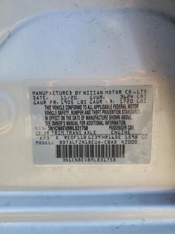 3N1CN8EV8ML831758 - 2021 NISSAN VERSA SV SILVER photo 12