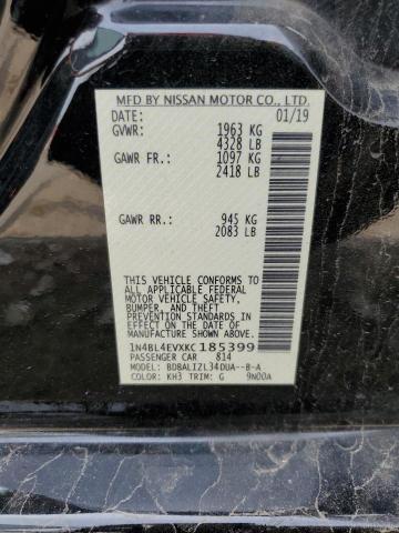 1N4BL4EVXKC185399 - 2019 NISSAN ALTIMA SL أسود صورة 12