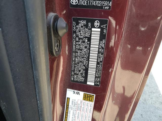 JTKDE177470215914 - 2007 TOYOTA SCION TC 勃艮第红 照片 12