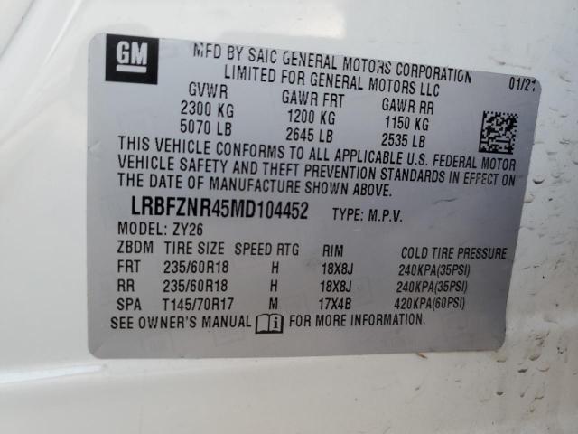 LRBFZNR45MD104452 - 2021 BUICK ENVISION ESSENCE WHITE photo 13