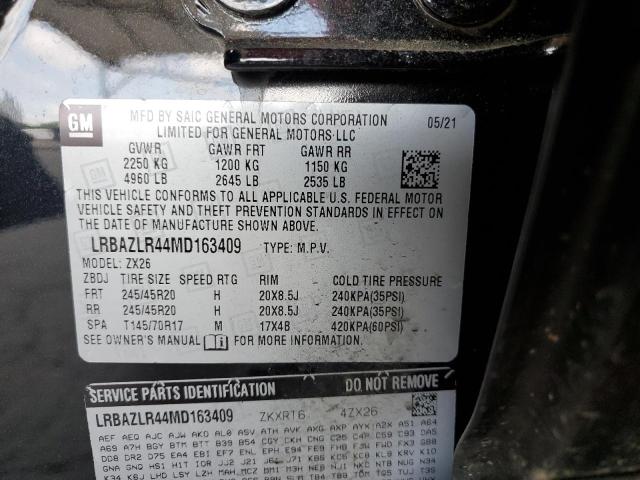 LRBAZLR44MD163409 - 2021 BUICK ENVISION PREFERRED BLACK photo 12