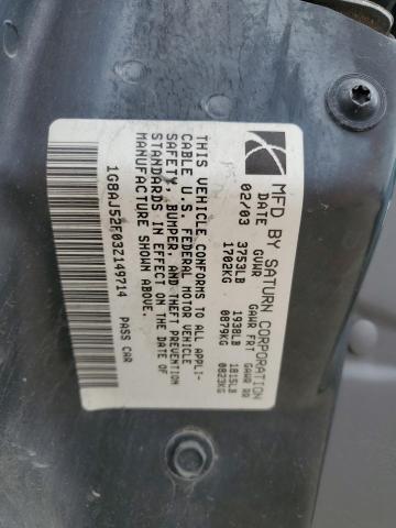 1G8AJ52F03Z149714 - 2003 SATURN ION LEVEL 2 蓝色 照片 12
