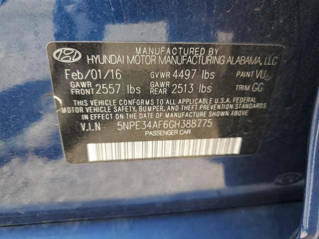 5NPE34AF6GH388775 - 2016 HYUNDAI SONATA SPORT BLUE photo 12