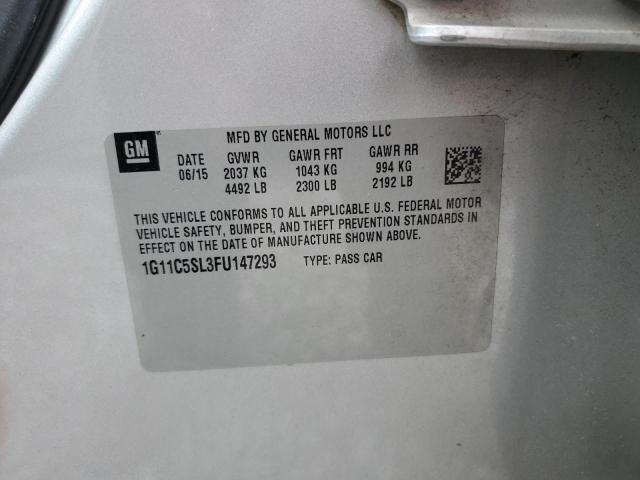 1G11C5SL3FU147293 - 2015 CHEVROLET MALIBU 1LT SILVER photo 12