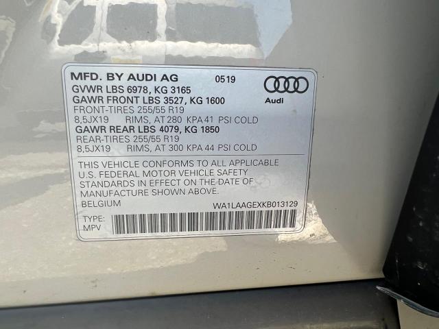 WA1LAAGEXKB013129 - 2019 AUDI E-TRON PREMIUM PLUS GRAY photo 10