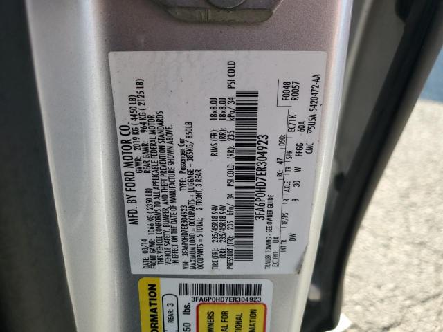 3FA6P0HD7ER304923 - 2014 FORD FUSION SE SILVER photo 12