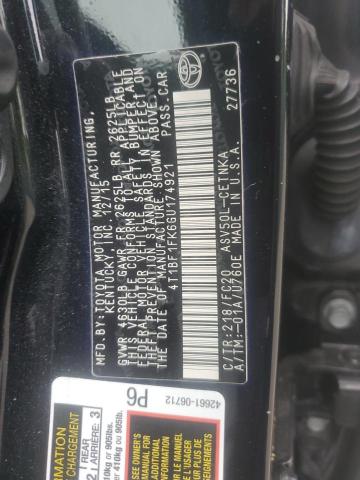 4T1BF1FK6GU174921 - 2016 TOYOTA CAMRY LE BLACK photo 12