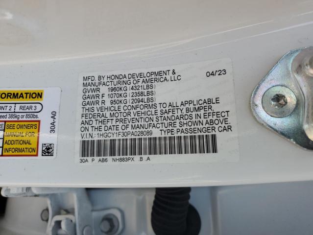 1HGCY1F30PA028089 - 2023 HONDA ACCORD EX WHITE photo 13