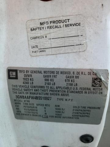 3GNBAAFW4BS510927 - 2011 CHEVROLET HHR LS 白色 照片 12