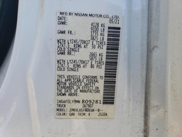 1N6AF0LY9MN809281 - 2021 NISSAN NV 2500 SV WHITE photo 13