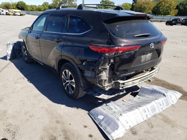 5TDGZRBH8NS170395 - 2022 TOYOTA HIGHLANDER XLE GRAY photo 3
