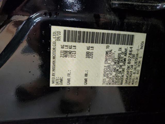 1N4AA5AP2BC807864 - 2011 NISSAN MAXIMA S BLACK photo 13