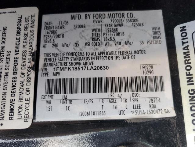 1FMFK18517LA20630 - 2007 FORD EXPEDITION EL EDDIE BAUER BLACK photo 13