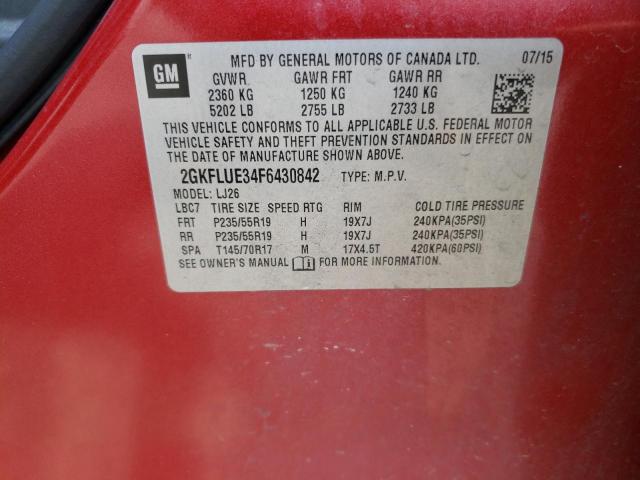 2GKFLUE34F6430842 - 2015 GMC TERRAIN DENALI RED photo 13